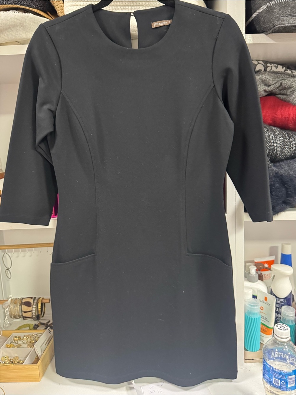 J. McLaughlin Black Ponte Sheath Dress Size S | Classic Chic Stretch Work Dress - Picture 5 of 8